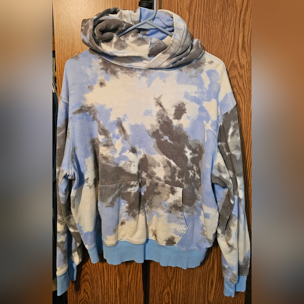 Blue and Gray Tie-Dye Hoodie